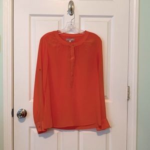 Banana Republic coral silk blouse